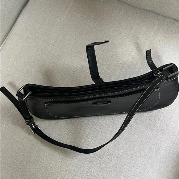 LOFT Classic Black Leather Small Shoulder Bag - Picture 5 of 6